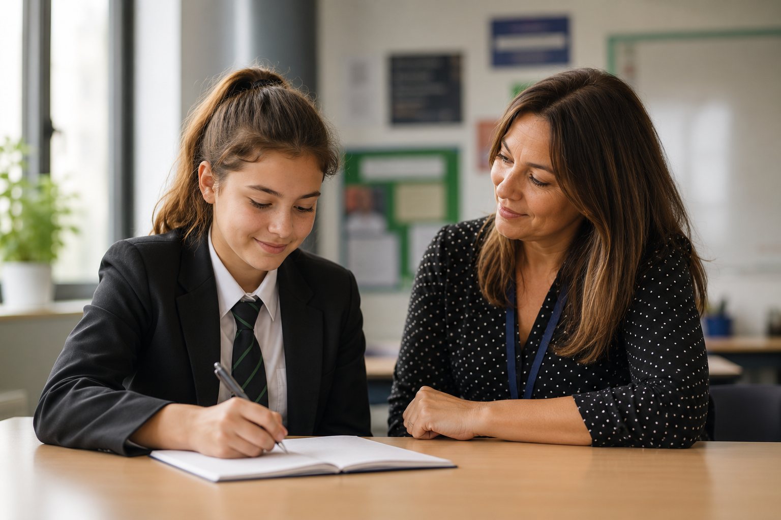 A teacher working one-to-one with a pupil